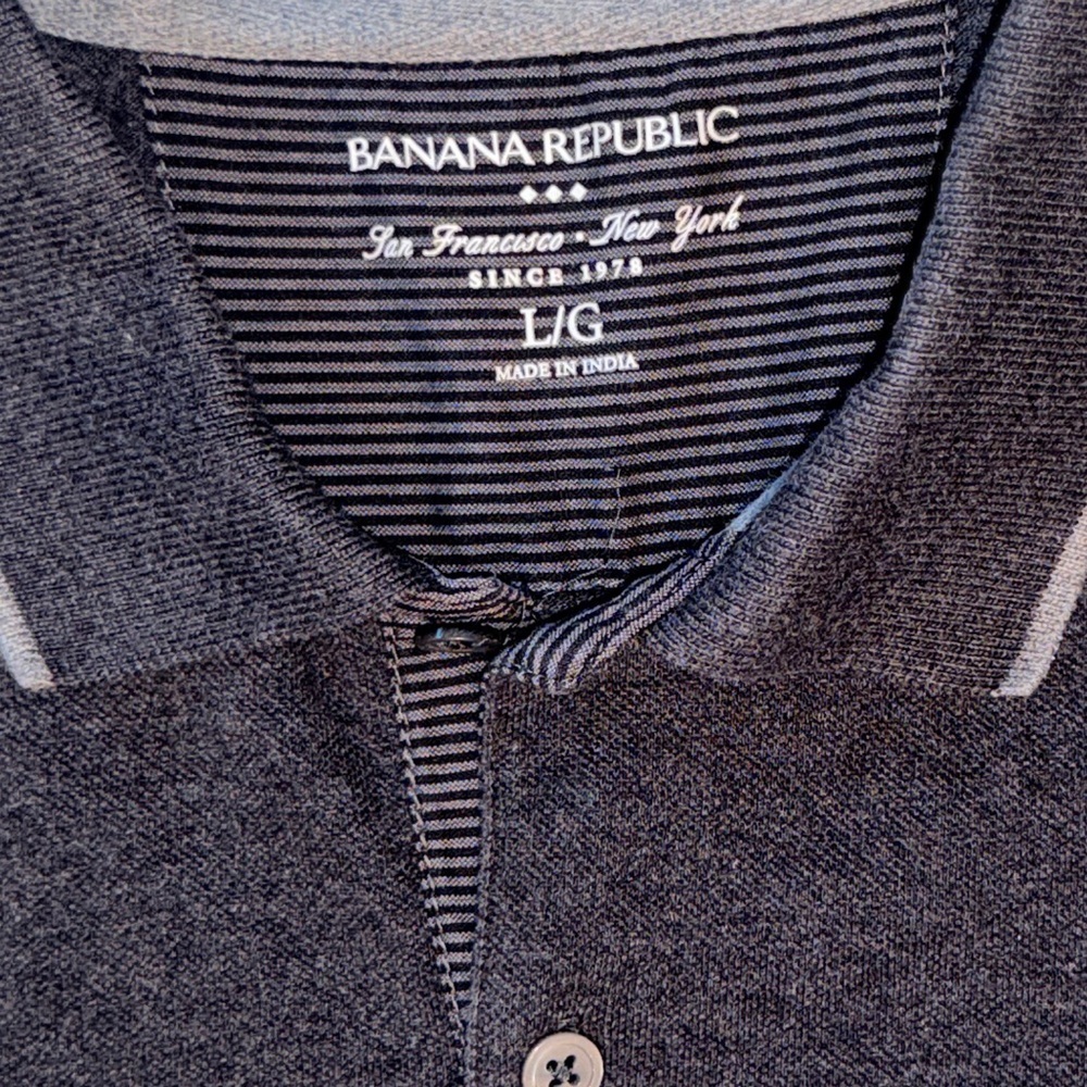 Banana Republic Charcoal Gray Luxe Touch Polo Shirt Men’s Large - Picture 6 of 8